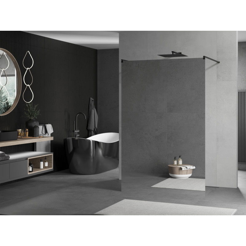 Mexen Kioto samostatne stojaca sprchová zástena 120 x 200 cm, zrkadlo 8 mm, čierna - 800-120-002-70-50