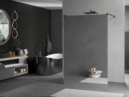 Mexen Kioto samostatne stojaca sprchová zástena 120 x 200 cm, zrkadlo 8 mm, čierna - 800-120-002-70-50