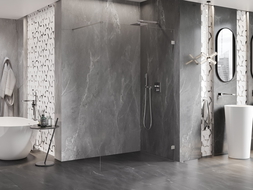 Mexen Lunar sprchová stena Walk-in pravá 120 x 200 cm, transparentná 8 mm, brúsený nikel - 830-120-000-97-00-P