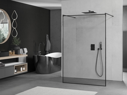 Mexen Kioto samostatne stojaca sprchová stena 120 x 200 cm, čierny rám 8 mm, čierna - 800-120-002-70-70