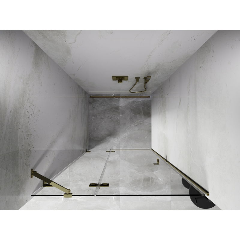 Mexen Lunar sprchové dvere sklopné ľavé 120 cm, priehľadné, zlaté - 834-120-000-50-00-L