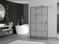 Mexen Kioto voľne stojaca sprchová stena 110 x 200 cm, čierna mriežka 8 mm, chróm - 800-110-002-01-77