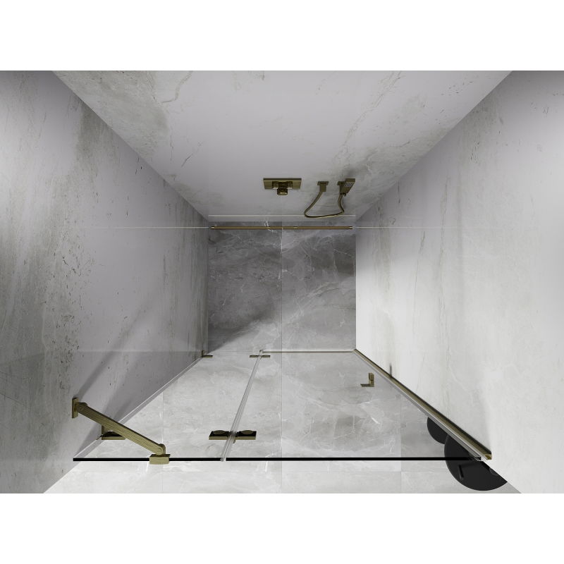 Mexen Lunar sprchové dvere otočné ľavé 105 cm, transparentné, zlaté kartáčované - 834-105-000-55-00-L