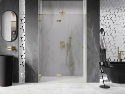 Mexen Lunar sprchové dvere otváravé ľavé 140 cm, transparentné, zlaté brúsené - 834-140-000-55-00-L