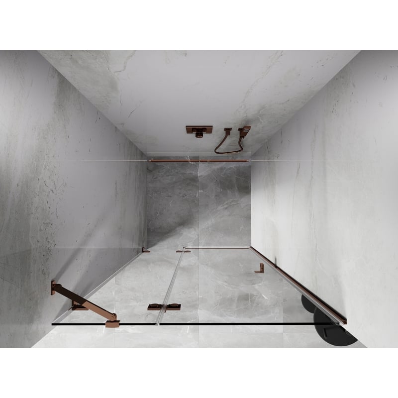 Mexen Lunar sprchové dvere otváracie ľavé 110 cm, transparentné, ružové zlato - 834-110-000-60-00-L