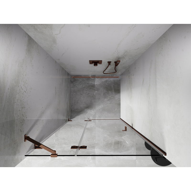 Mexen Lunar sprchové dvere otváracie ľavé 115 cm, transparentné, ružové zlato - 834-115-000-60-00-L