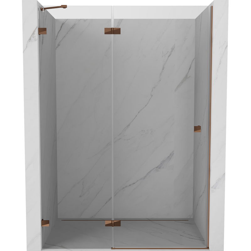 Mexen Lunar sprchové dvere otvárateľné ľavé 135 cm, transparentné, ružové zlato - 834-135-000-60-00-L