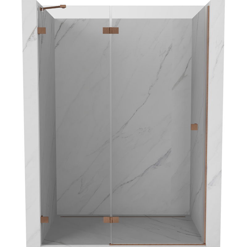 Mexen Lunar sprchové dvere otváravé ľavé 135 cm, transparentné, brúsená meď - 834-135-000-65-00-L