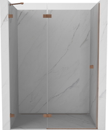 Mexen Lunar sprchové dvere otváravé ľavé 135 cm, transparentné, brúsená meď - 834-135-000-65-00-L