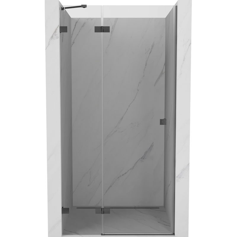 Mexen Lunar sprchové dvere otváracie ľavé 80 cm, transparentné, kartáčovaná zbraňová sivá - 834-080-000-66-00-L
