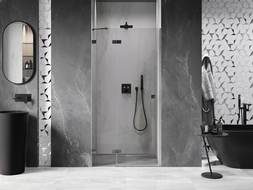 Mexen Lunar sprchové dvere otváracie ľavé 95 cm, transparentné, brúsená gun gray - 834-095-000-66-00-L