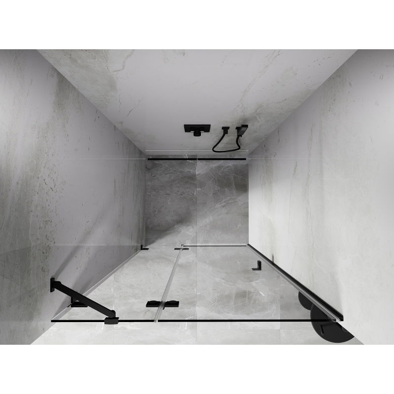 Mexen Lunar sprchové dvere otočné ľavé 120 cm, transparentné, čierne - 834-120-000-70-00-L