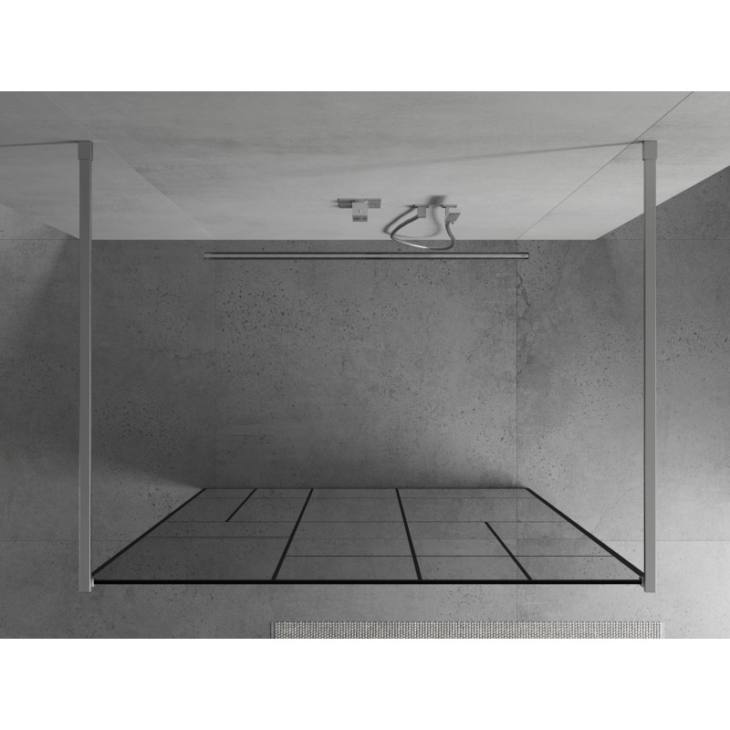 Mexen Kioto samostatne stojaca sprchová stena 140 x 200 cm, čierny vzor 8 mm, chróm - 800-140-002-01-78