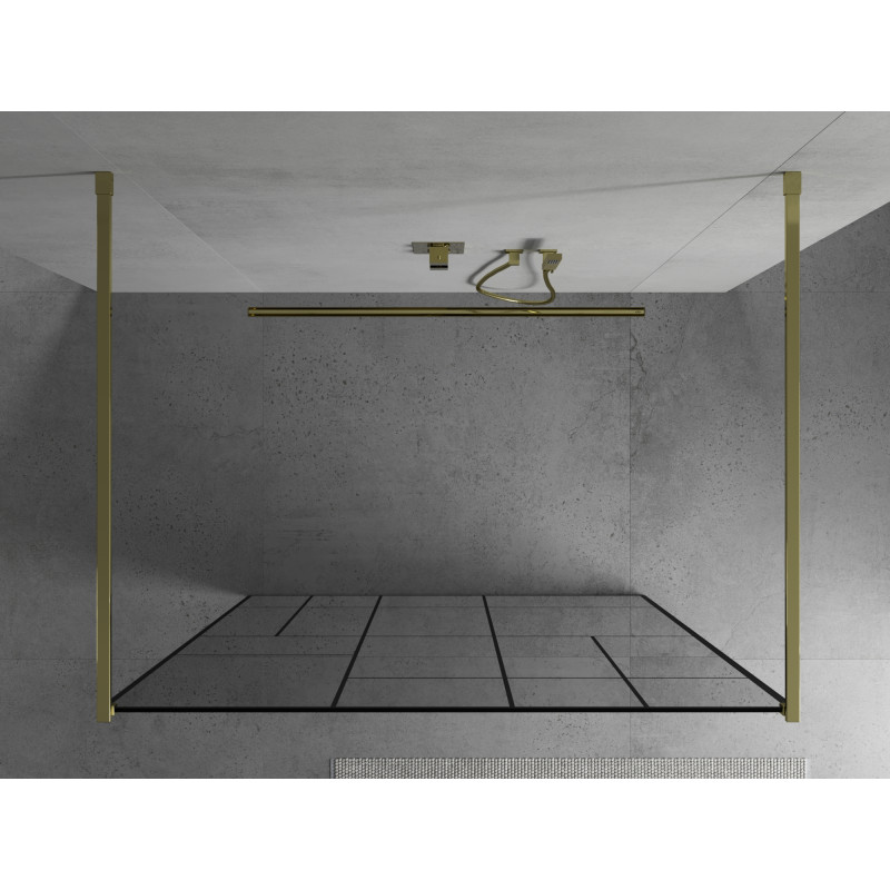 Mexen Kioto Samostatne stojaca sprchová stena 110 x 200 cm, čierny vzor 8 mm, zlatá - 800-110-002-50-78