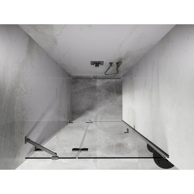 Mexen Lunar sprchové dvere výklopné ľavé 95 cm, transparentné, brúsený nikel - 834-095-000-97-00-L