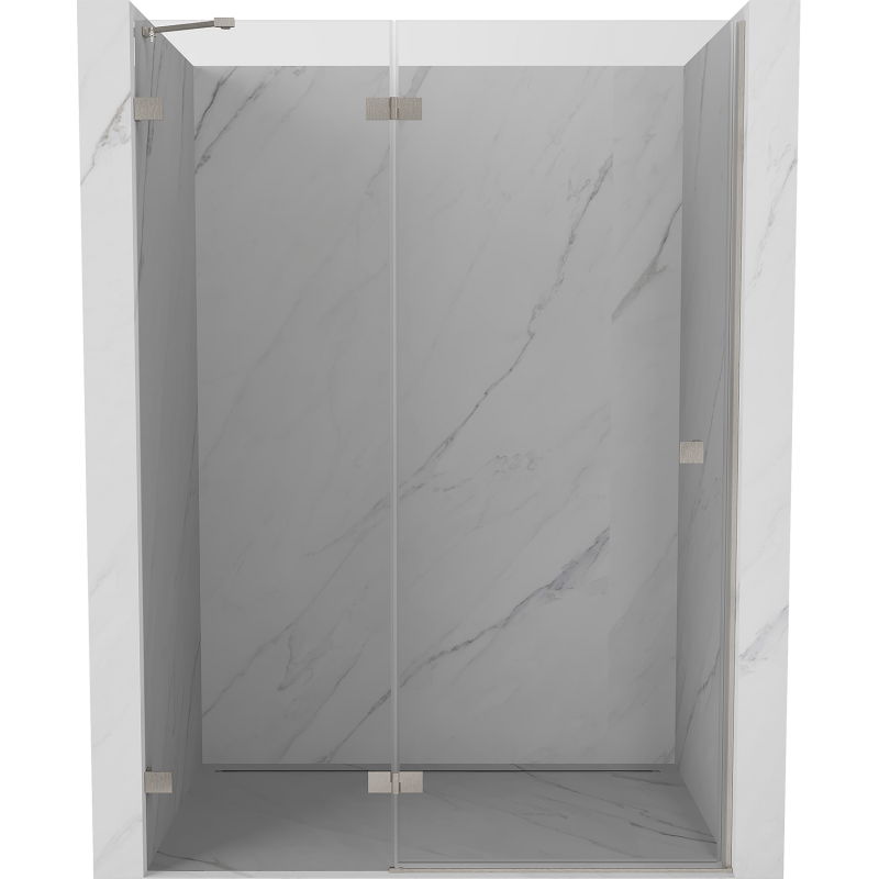 Mexen Lunar sprchové dvere sklopné ľavé 130 cm, transparentné, brúsený nikel - 834-130-000-97-00-L