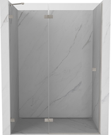 Mexen Lunar sprchové dvere kriédne ľavé 135 cm, priehľadné, brúsený nikel - 834-135-000-97-00-L