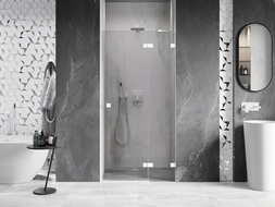 Mexen Lunar sprchové dvere výkyvné pravé 125 cm, transparentné, biele - 834-125-000-20-00-P