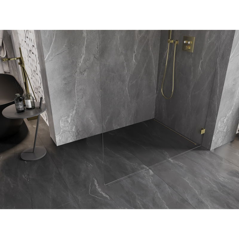 Mexen Lunar L sprchová stena Walk-in pravá 70 x 200 cm, transparentná 8 mm, zlatá - 830L-070-000-50-00-P