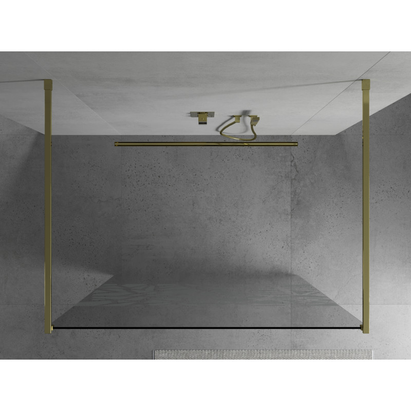 Mexen Kioto voľne stojaca sprchová stena 100 x 200 cm, biely vzor 8 mm, zlatá - 800-100-002-50-85