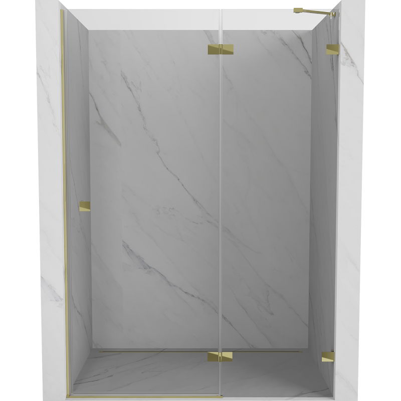 Mexen Lunar sprchové dvere otváravé pravé 140 cm, číre, zlaté - 834-140-000-50-00-P