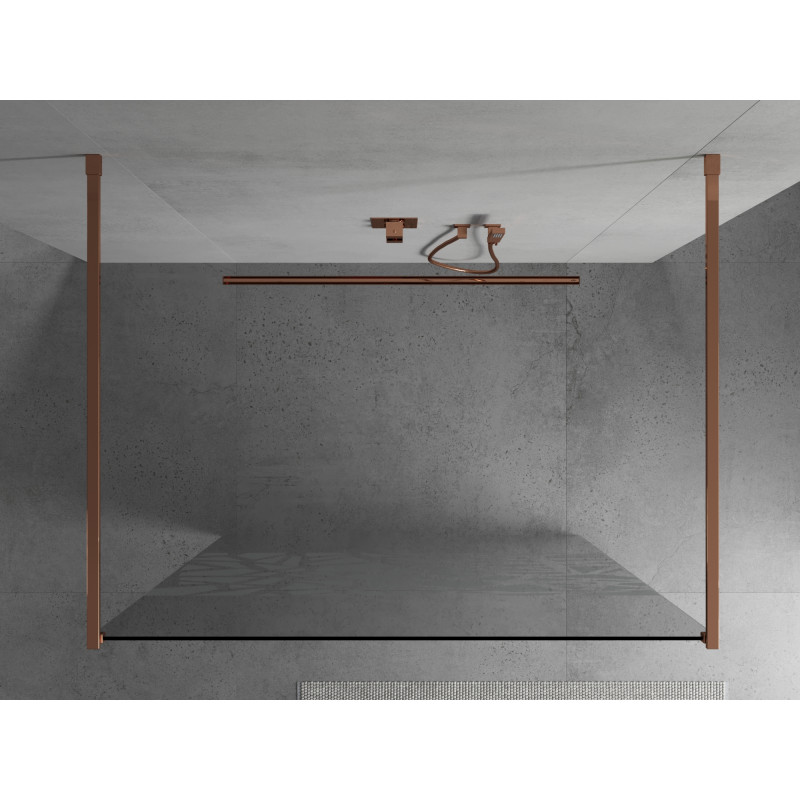 Mexen Kioto voľne stojaca sprchová stena 110 x 200 cm, biely vzor 8 mm, ružové zlato - 800-110-002-60-85