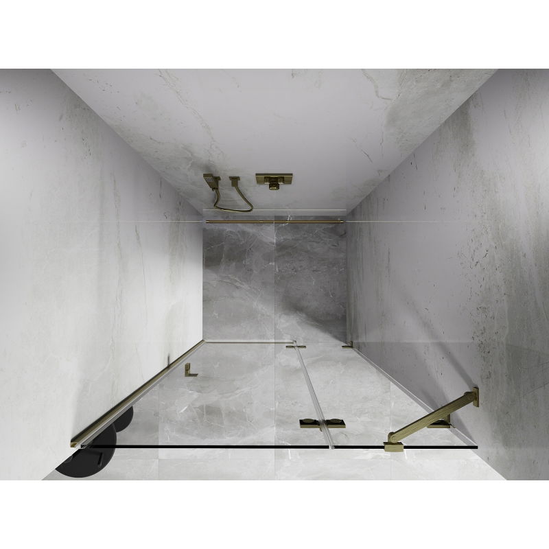 Mexen Lunar sprchové dvere otočné pravé 80 cm, transparentné, zlaté kartáčované - 834-080-000-55-00-P