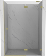 Mexen Lunar sprchové dvere výklopné pravé 130 cm, transparentné, zlaté kartáčované - 834-130-000-55-00-P