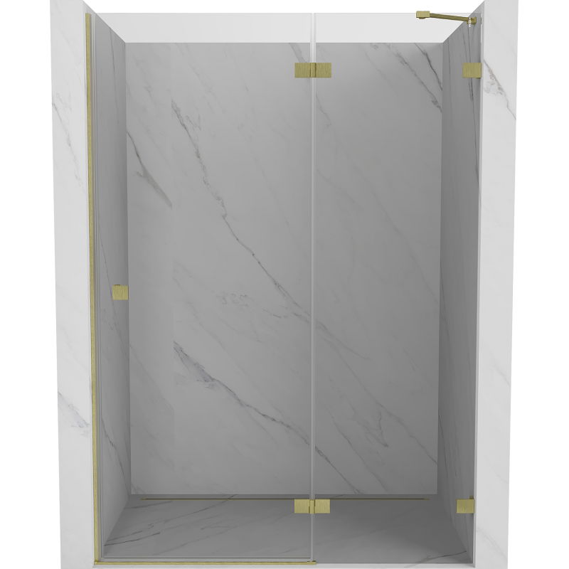 Mexen Lunar sprchové dvere otočné pravé 140 cm, transparentné, zlaté kartáčované - 834-140-000-55-00-P