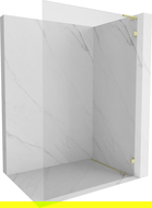 Mexen Lunar L Sprchová Stena Walk-in Pravá 100 x 200 cm, Transparentná 8 mm, Zlatá kartáčovaná - 830L-100-000-55-00-P