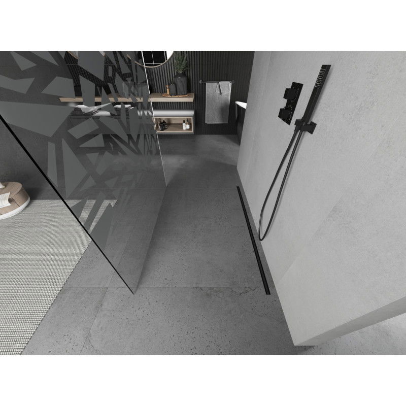 Mexen Kioto voľne stojaca sprchová stena 130 x 200 cm, biely vzor 8 mm, čierna - 800-130-002-70-85