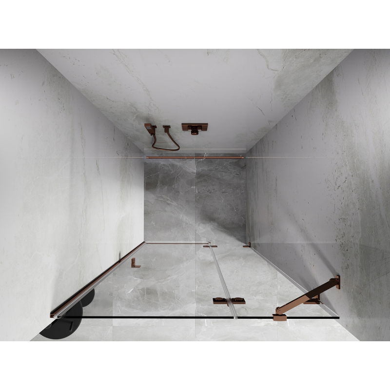 Mexen Lunar sprchové dvere otváracie pravé 75 cm, transparentné, ružové zlato - 834-075-000-60-00-P