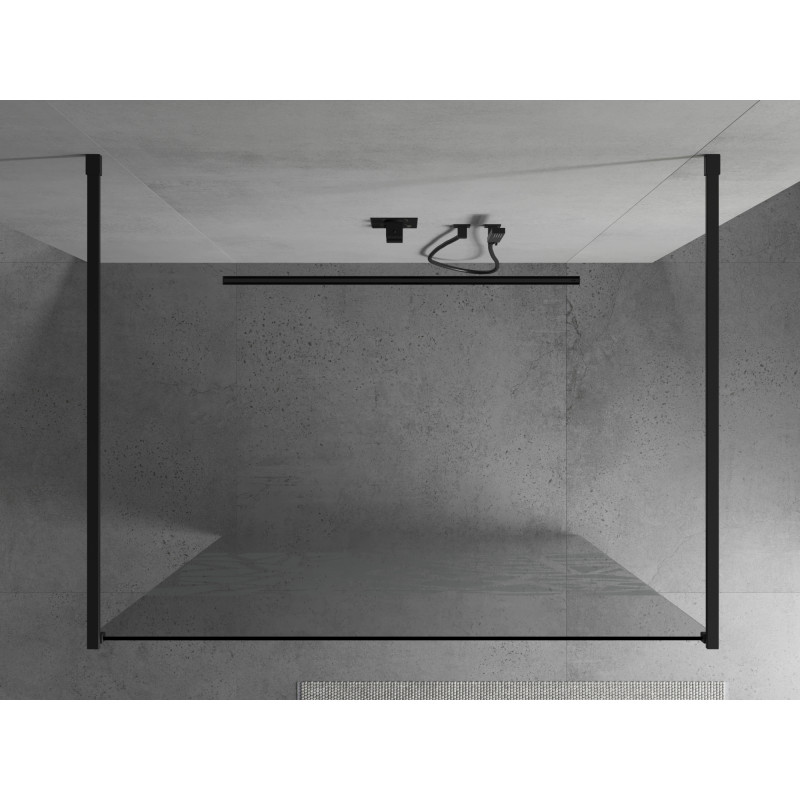 Mexen Kioto samostatne stojaca sprchová stena 130 x 200 cm, biely vzor 8 mm, čierna - 800-130-002-70-85