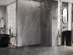 Mexen Lunar L sprchová stena Walk-in pravá 80 x 200 cm, transparentná 8 mm, ružové zlato - 830L-080-000-60-00-P