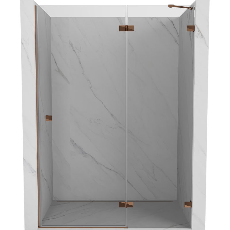 Mexen Lunar sprchové dvere výklopné pravé 135 cm, transparentné, ružové zlato - 834-135-000-60-00-P