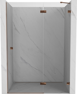 Mexen Lunar sprchové dvere výklopné pravé 135 cm, transparentné, ružové zlato - 834-135-000-60-00-P