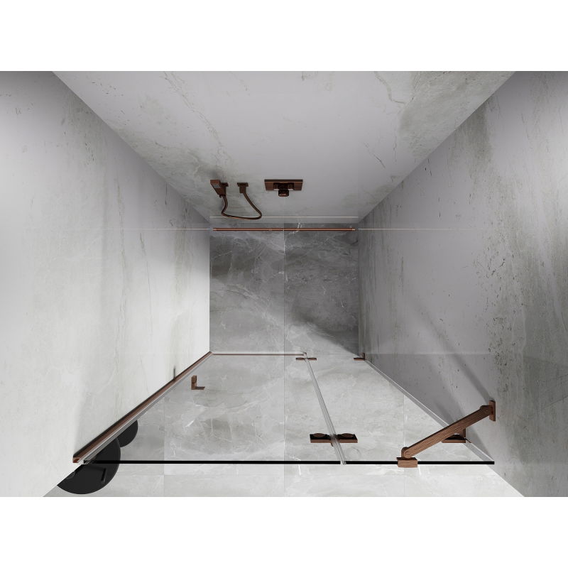 Mexen Lunar sprchové dvere otváranie pravá 90 cm, transparentné, brúsená meď - 834-090-000-65-00-P