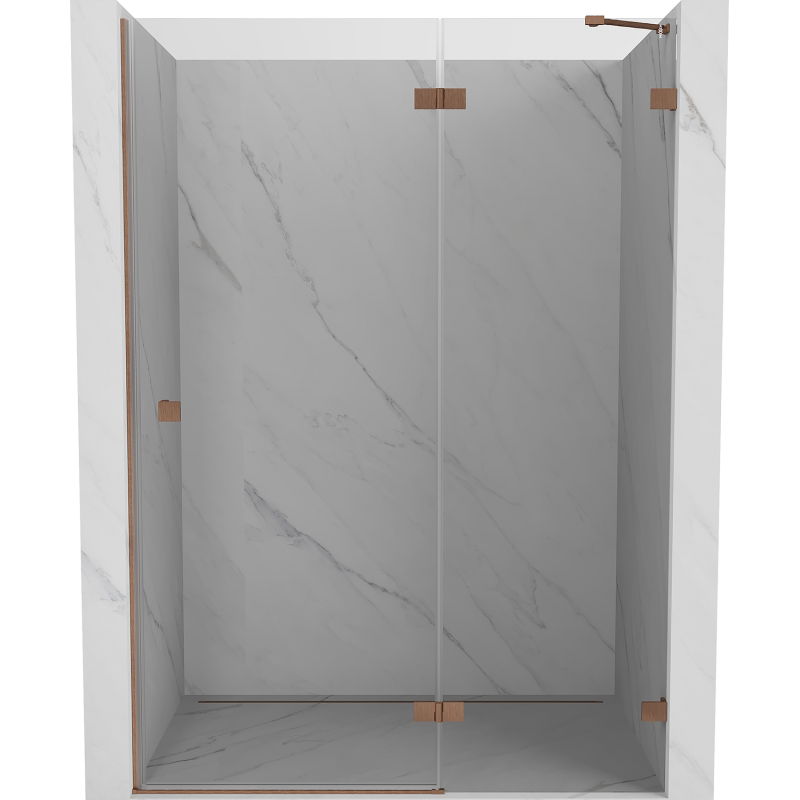 Mexen Lunar sprchové dvere výkyvné pravé 135 cm, transparentné, brúsená meď - 834-135-000-65-00-P