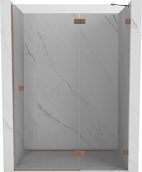 Mexen Lunar sprchové dvere otváracie pravé 135 cm, transparentné, brúsená meď - 834-135-000-65-00-P