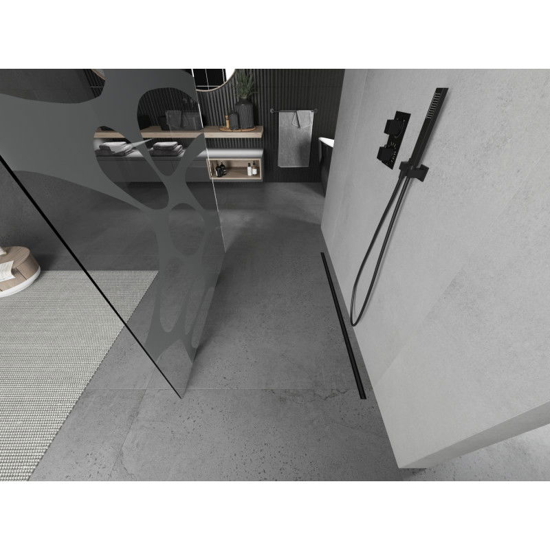 Mexen Kioto voľne stojaca sprchová stena 120 x 200 cm, biela vlna 8 mm, čierna - 800-120-002-70-97