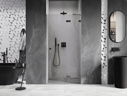 Mexen Lunar sprchové dvere otvárateľné pravé 125 cm, transparentné, gun gray brúsené - 834-125-000-66-00-P