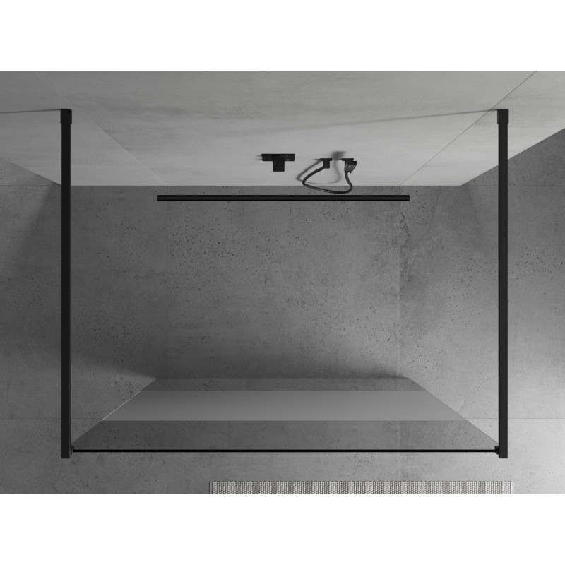 Mexen Kioto voľne stojaca sprchová stena 140 x 200 cm, priehľadná/matná 8 mm, čierna - 800-140-002-70-35