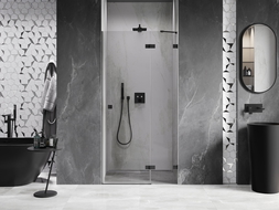 Mexen Lunar sprchové dvere pravé otváravé 85 cm, číre, čierne - 834-085-000-70-00-P