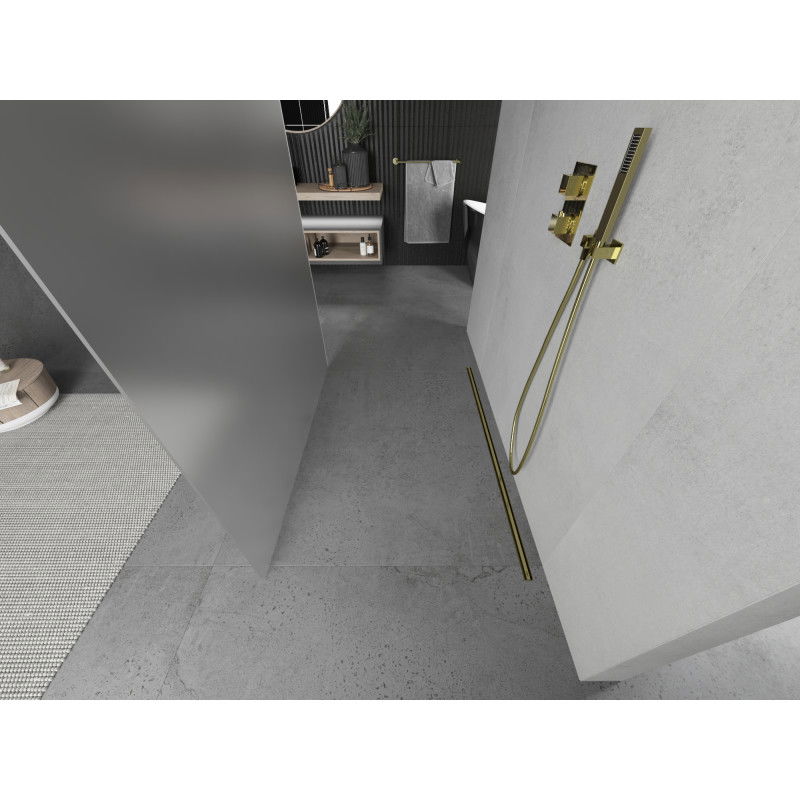 Mexen Kioto voľne stojaca sprchová stena 110 x 200 cm, matné sklo 8 mm, zlatá - 800-110-002-50-30