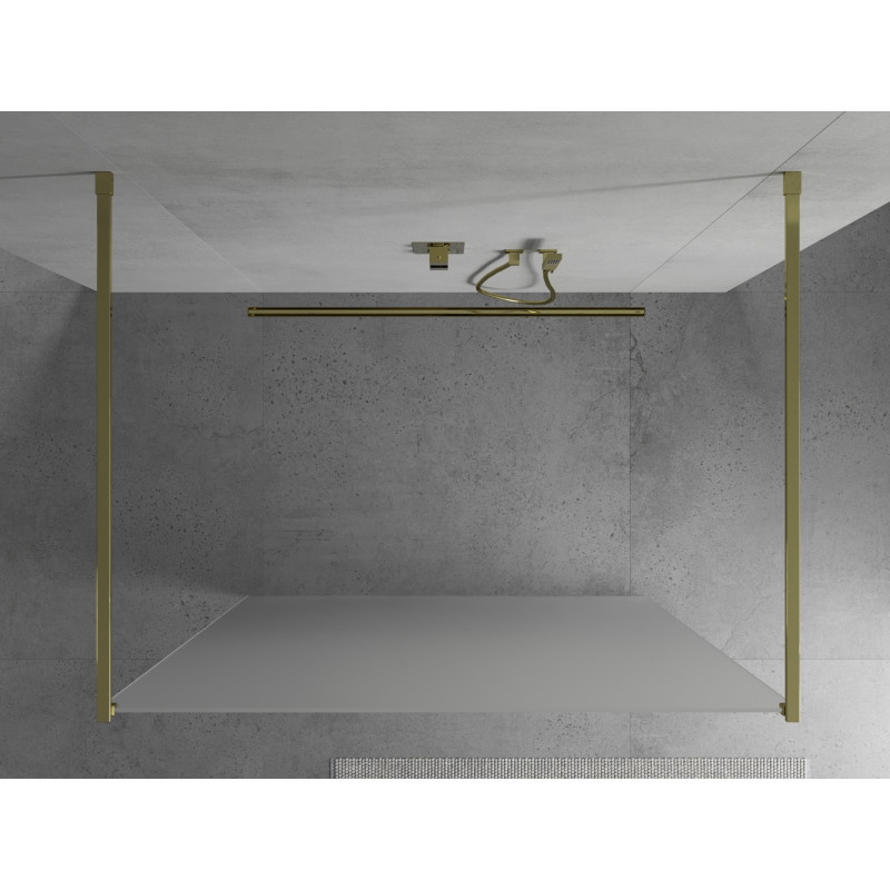 Mexen Kioto voľne stojaca sprchová stena 100 x 200 cm, matná 8 mm, zlatá - 800-100-002-50-30