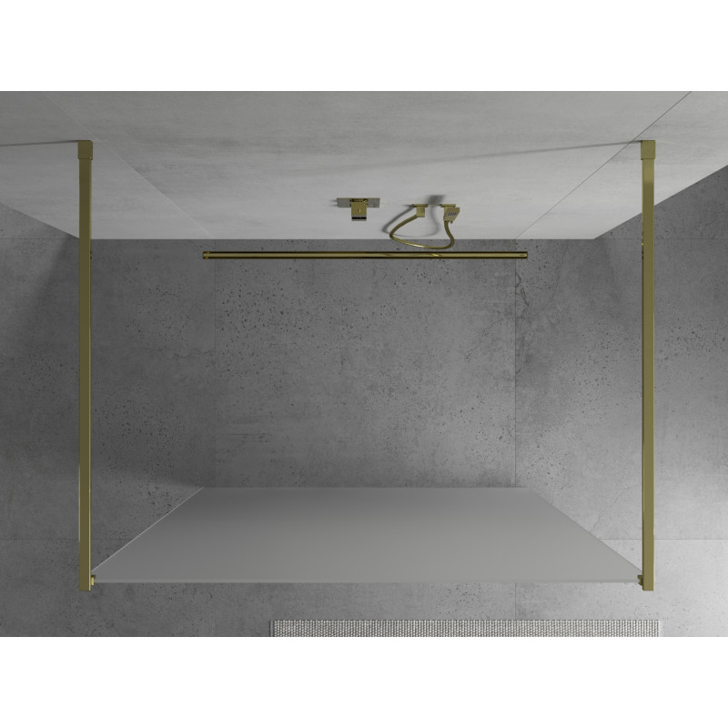 Mexen Kioto voľne stojaca sprchová stena 100 x 200 cm, mliečne sklo 8 mm, zlatá - 800-100-002-50-30