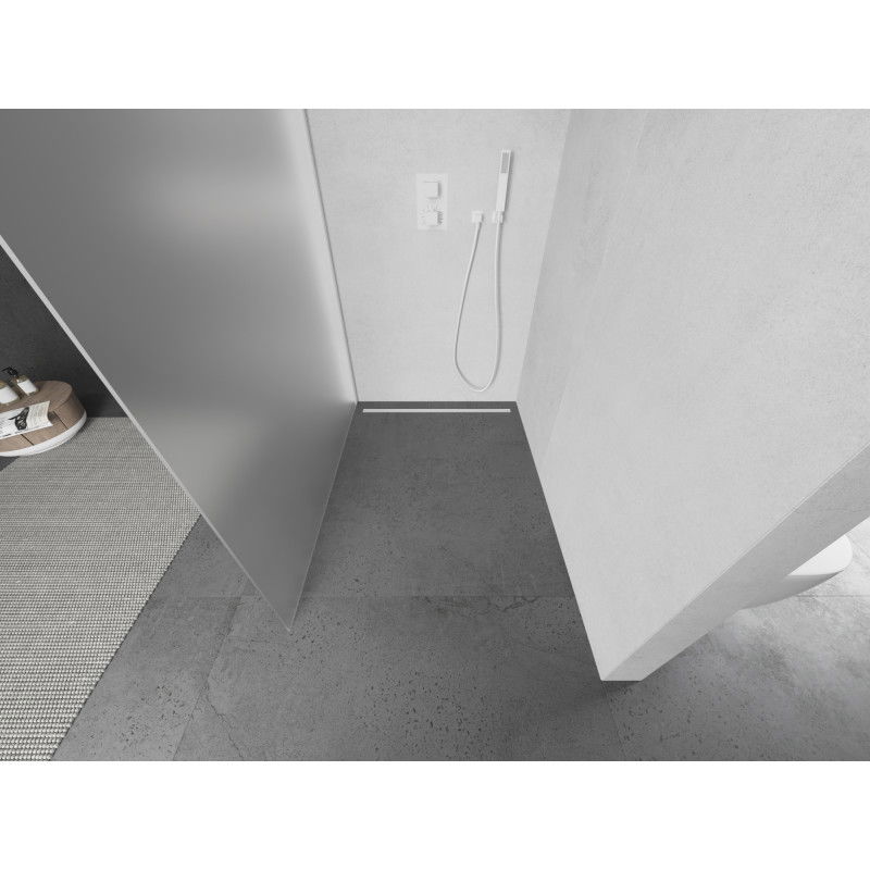 Mexen Kioto sprchová stena Walk-in 90 x 200 cm, matné sklo 8 mm, biela - 800-090-101-20-30
