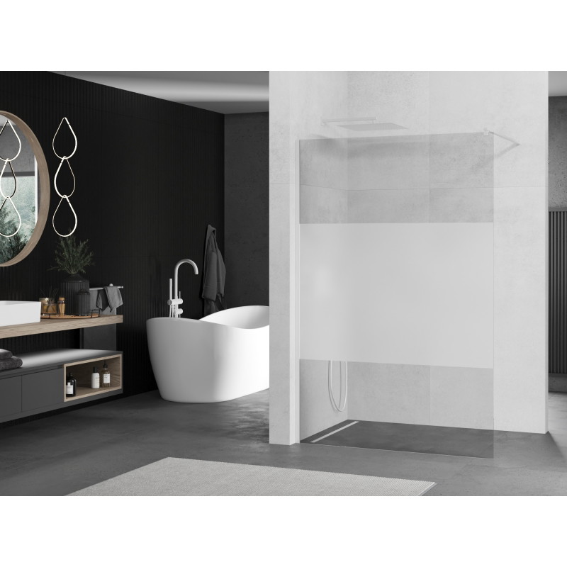 Mexen Kioto sprchová stena Walk-in 110 x 200 cm, transparentná/matná 8 mm, biela - 800-110-101-20-35