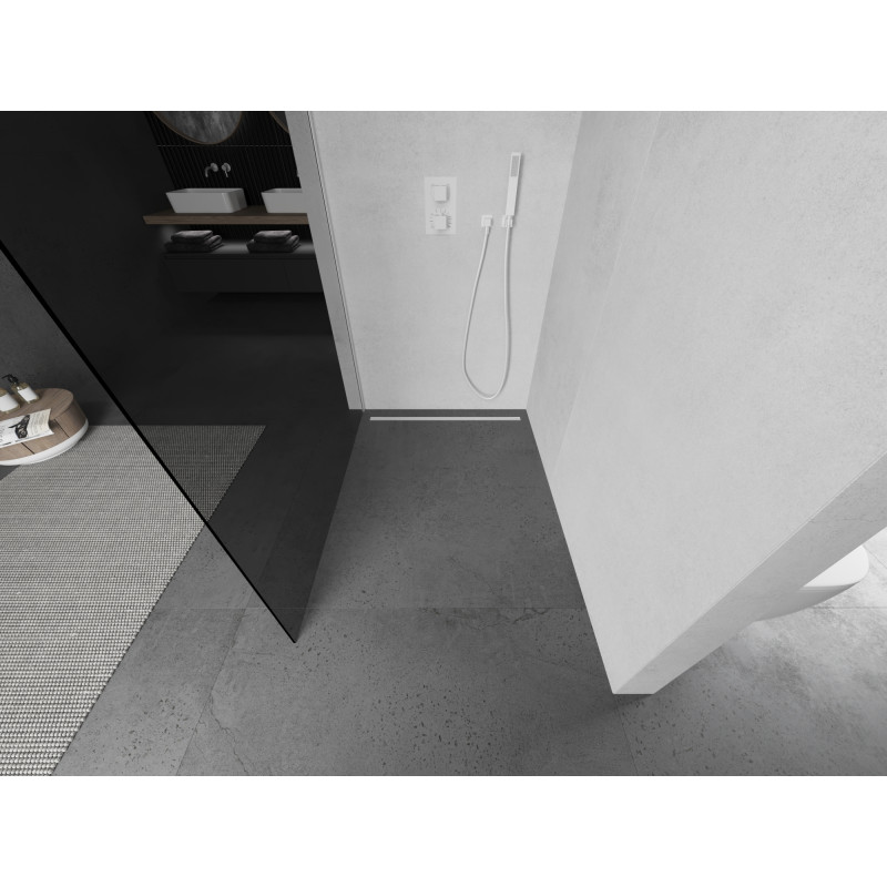 Mexen Kioto sprchová stena Walk-in 70 x 200 cm, grafitová 8 mm, biela - 800-070-101-20-40