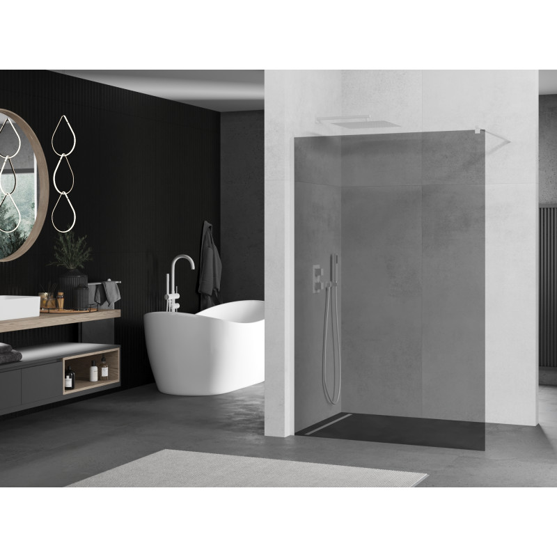 Mexen Kioto sprchová stena Walk-in 70 x 200 cm, grafitová 8 mm, biela - 800-070-101-20-40